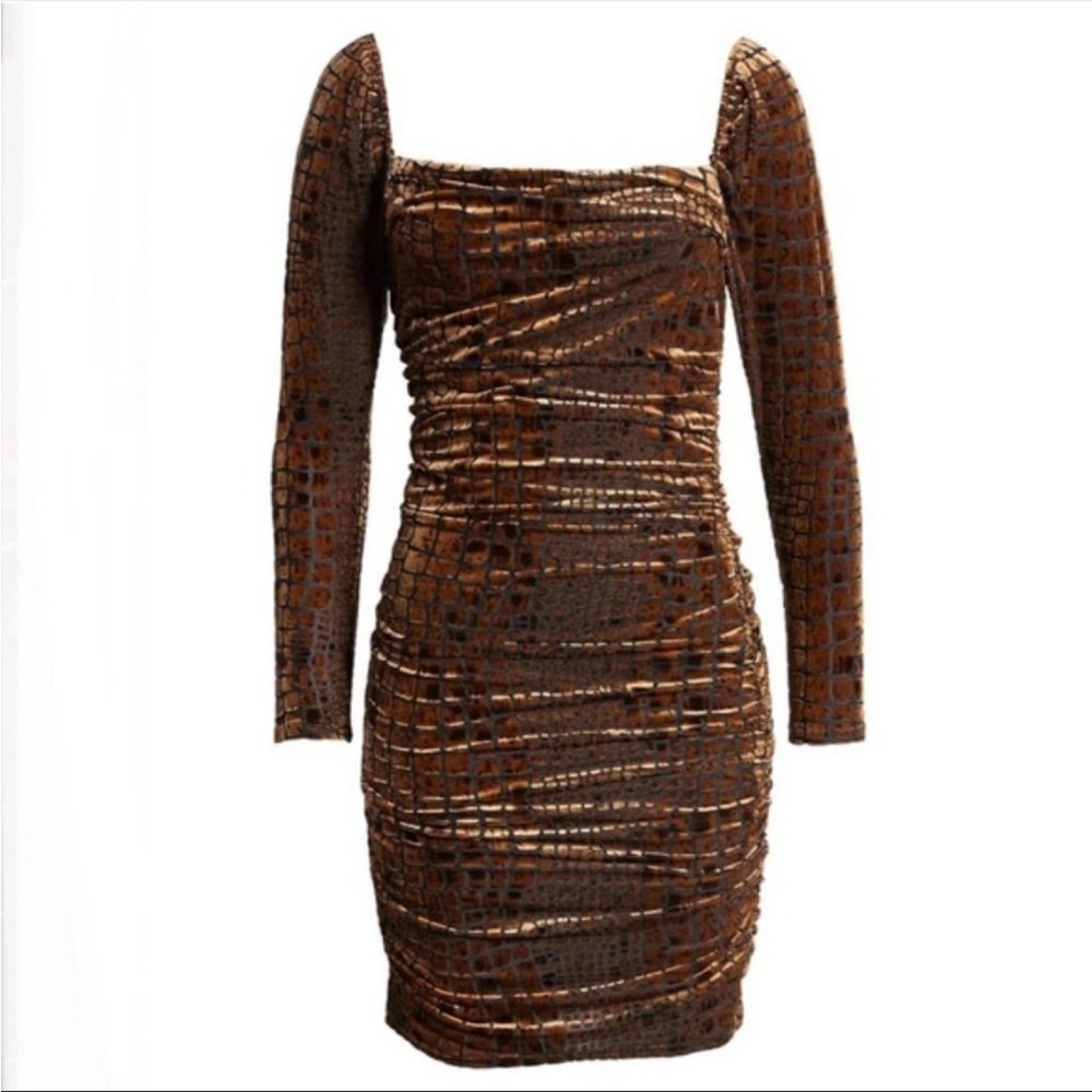 Leith Brown Velvet Dress